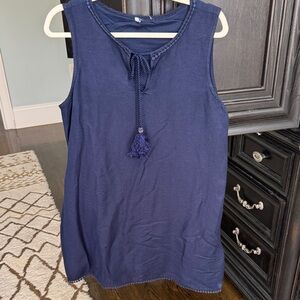 Tommy Bahama Navy Blue Sleeveless Mini Dress with Tassel Tie